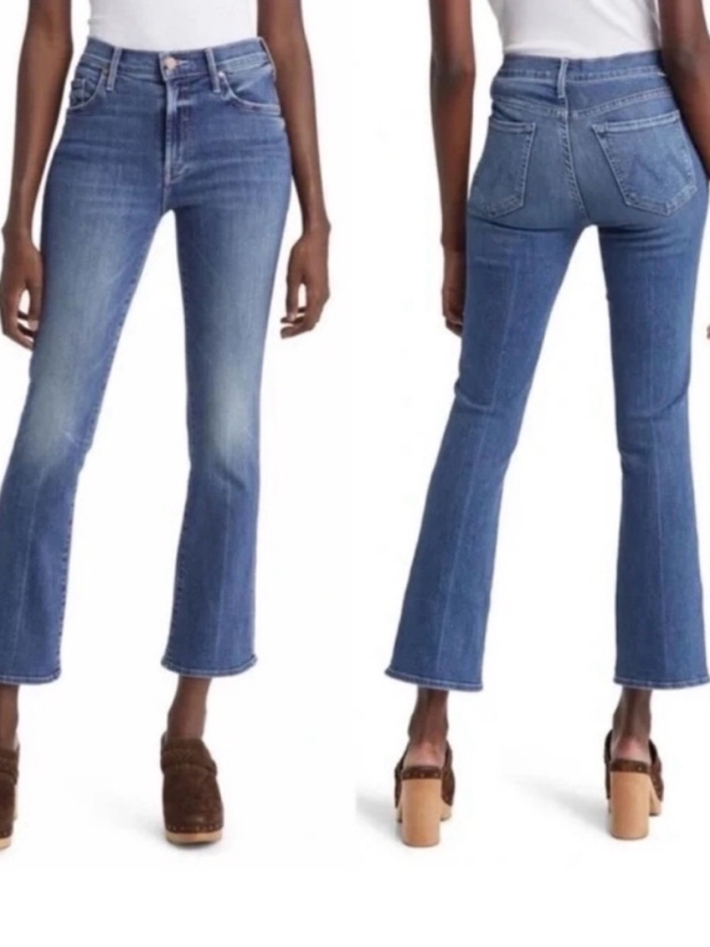 MOTHER Women's Blue High-Rise Flare Jeans